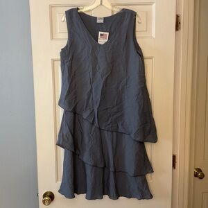 C.M.C. Color Me Cotton Click 3 Tier Tank Dress Gray Layered Sleeveless S NWT